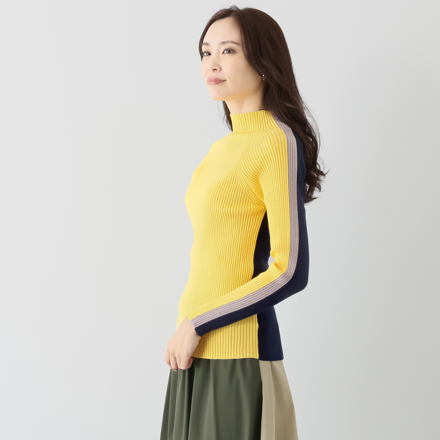 コイビトミサキ 前後２ウェイ 配色ニットプルオーバー