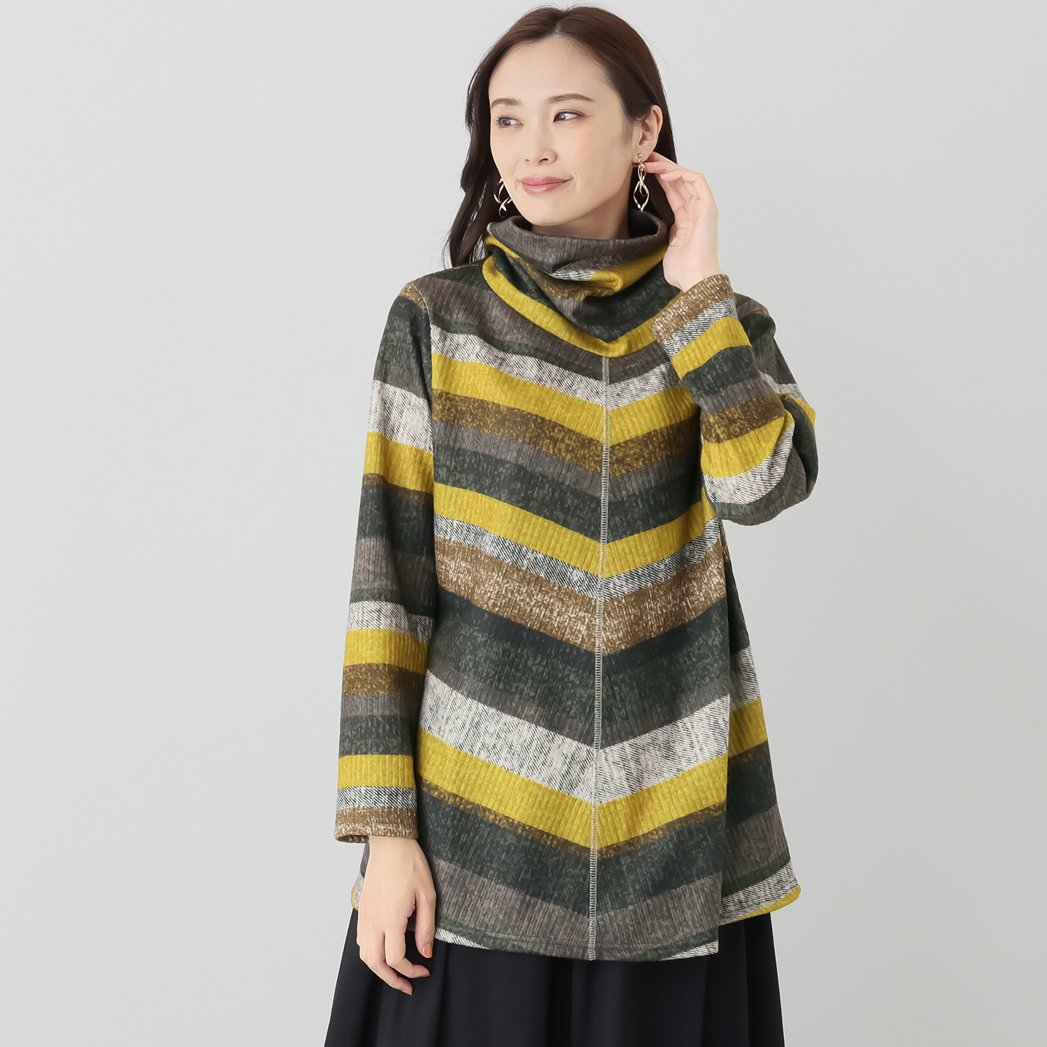 コイビトミサキ 起毛 マルチカラー ボーダーチュニック