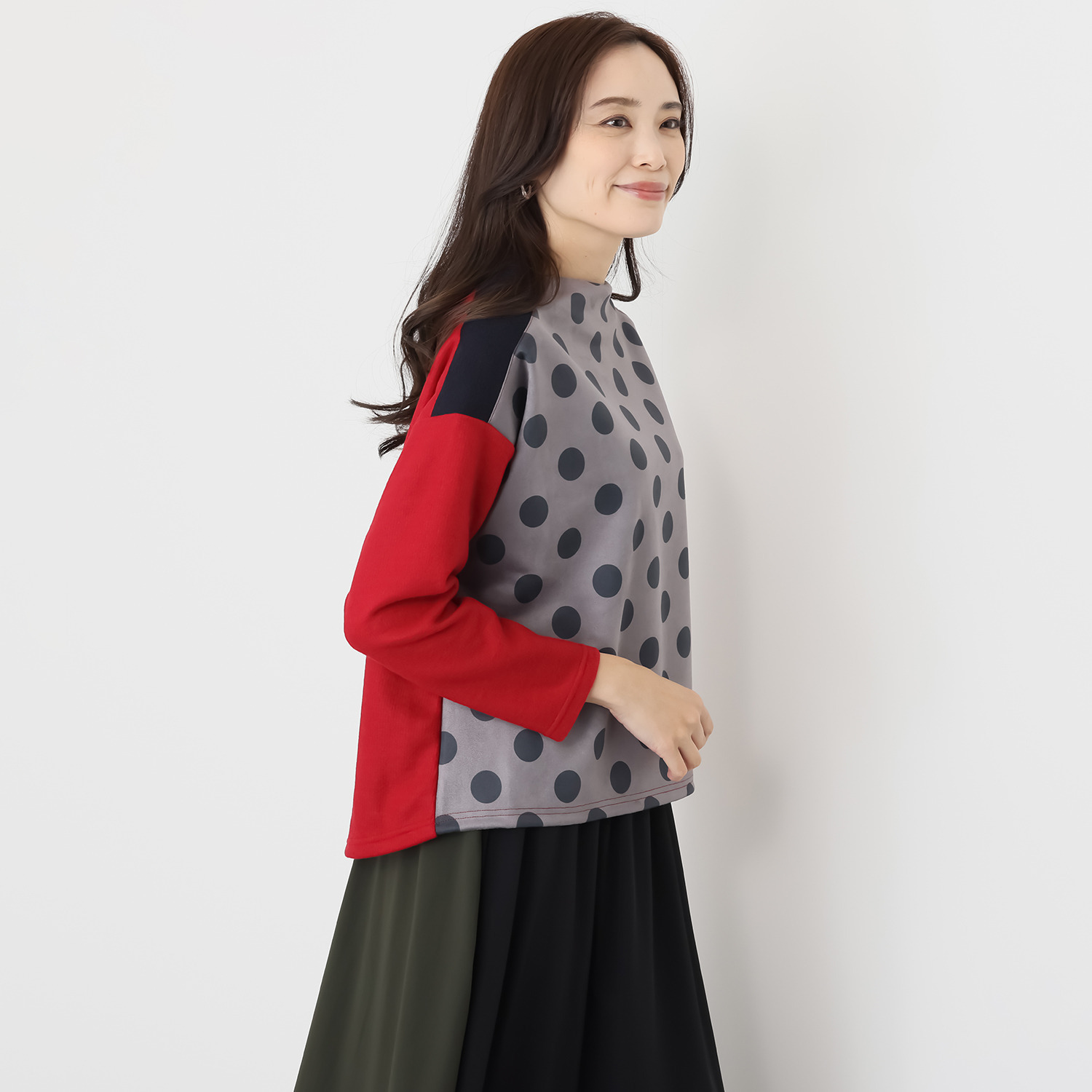 コイビトミサキ 異素材ドット切替 プルオーバー