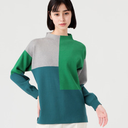 コイビトミサキ ブロッキング 配色ニット プルオーバー