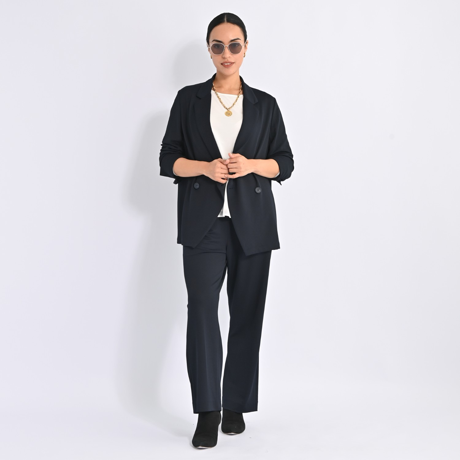 ヴィアッジャーレ ドレープジャージー ワイドパンツ