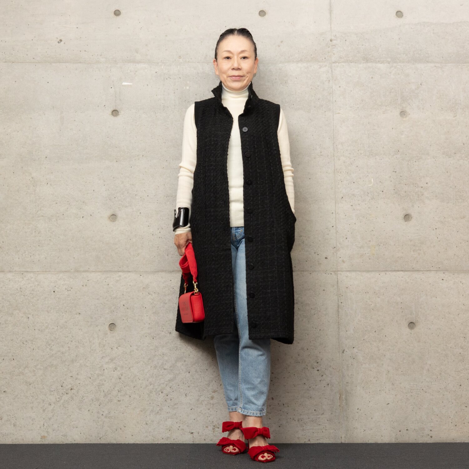 【cccmalie】ツイードロングジレ　ブラック ツイードロングジレ 215485 | Cafe la Mode