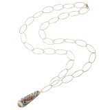 アビステ ベネチアンガラス ソンメルソビーズ オーバルロングネックレス