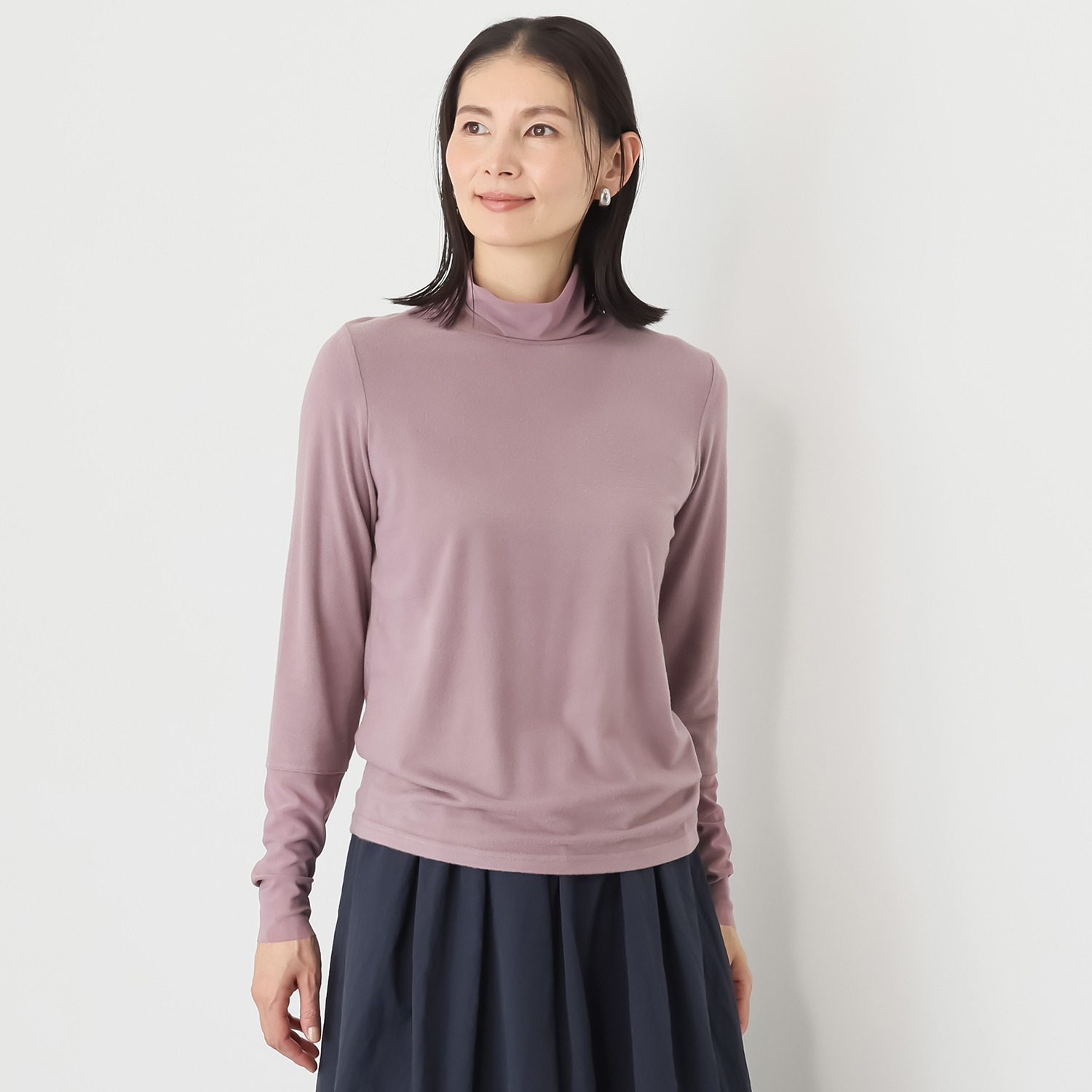 スタイル・ラヴィー チュールアクセント 極上の暖かさ＆肌触り！ 新感覚のタートルネック プルオーバー