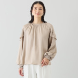 スタイル・ラヴィー プリーツ＆ ギャザーアクセント袖 バックサテンブラウス