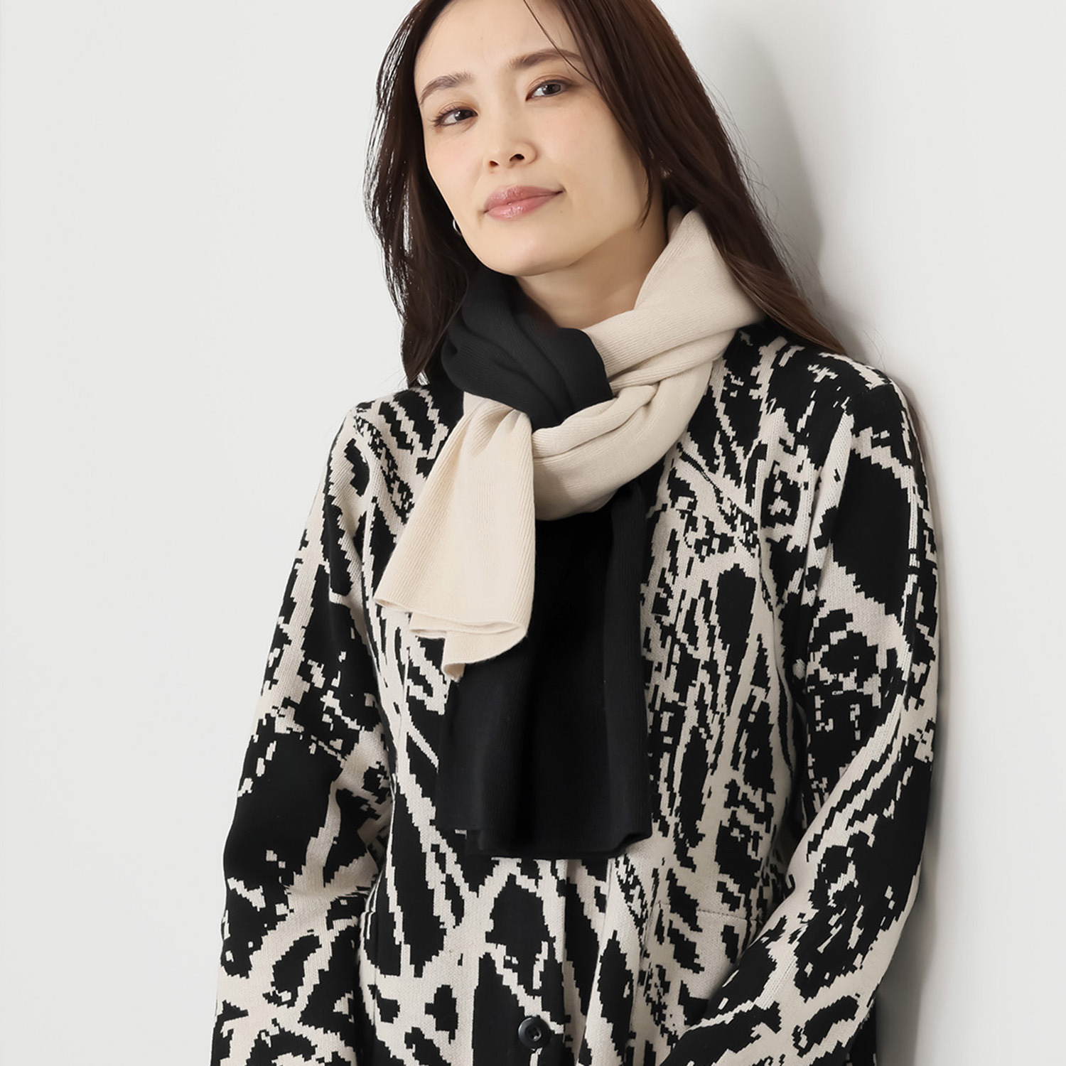 フーア バイカラー ニットストール