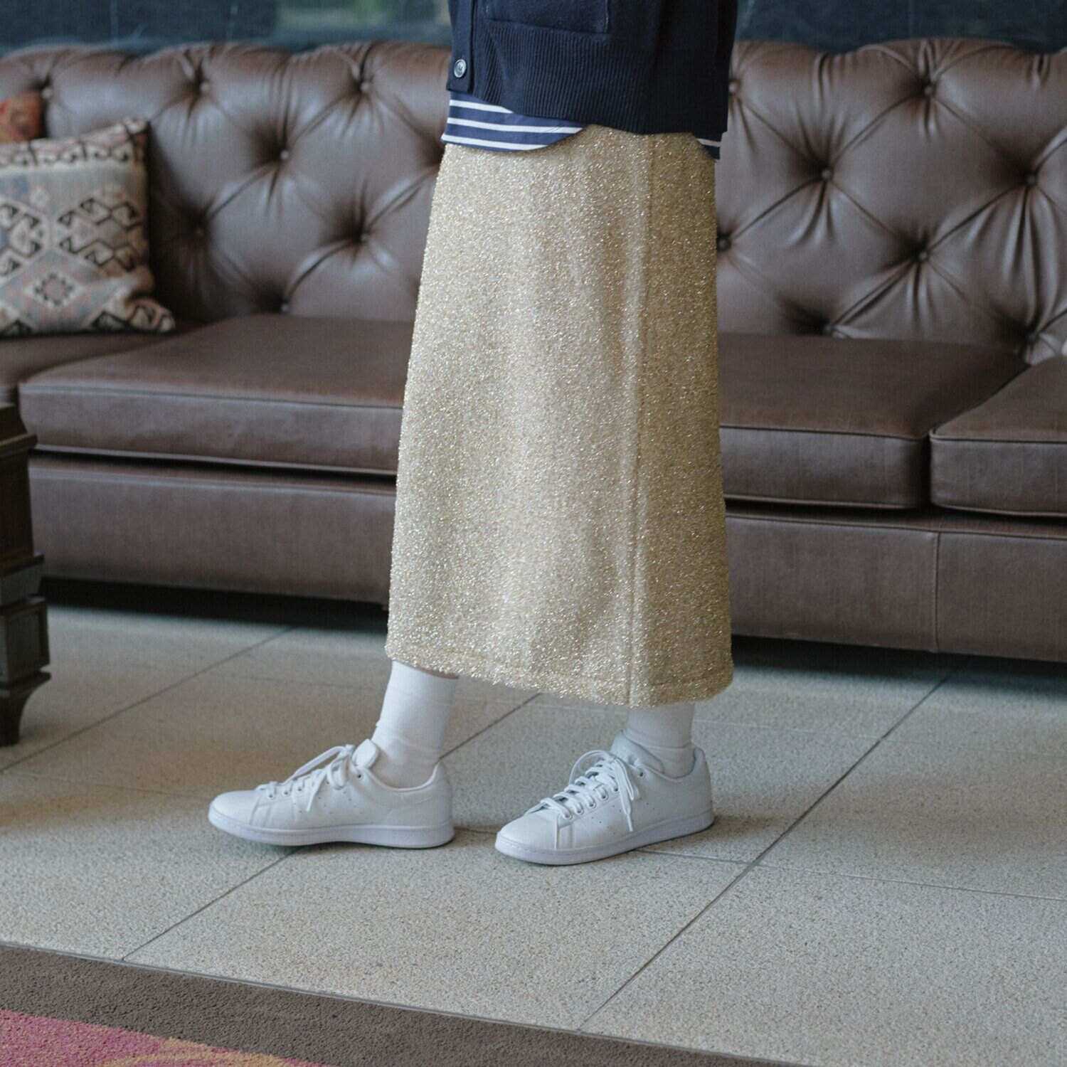 亀　恭子セレクト！ ロペ イタリア糸 ラメ＆シャギー ニットスカート