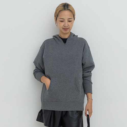 リミナル スウェット見え ニット フーディープルオーバー