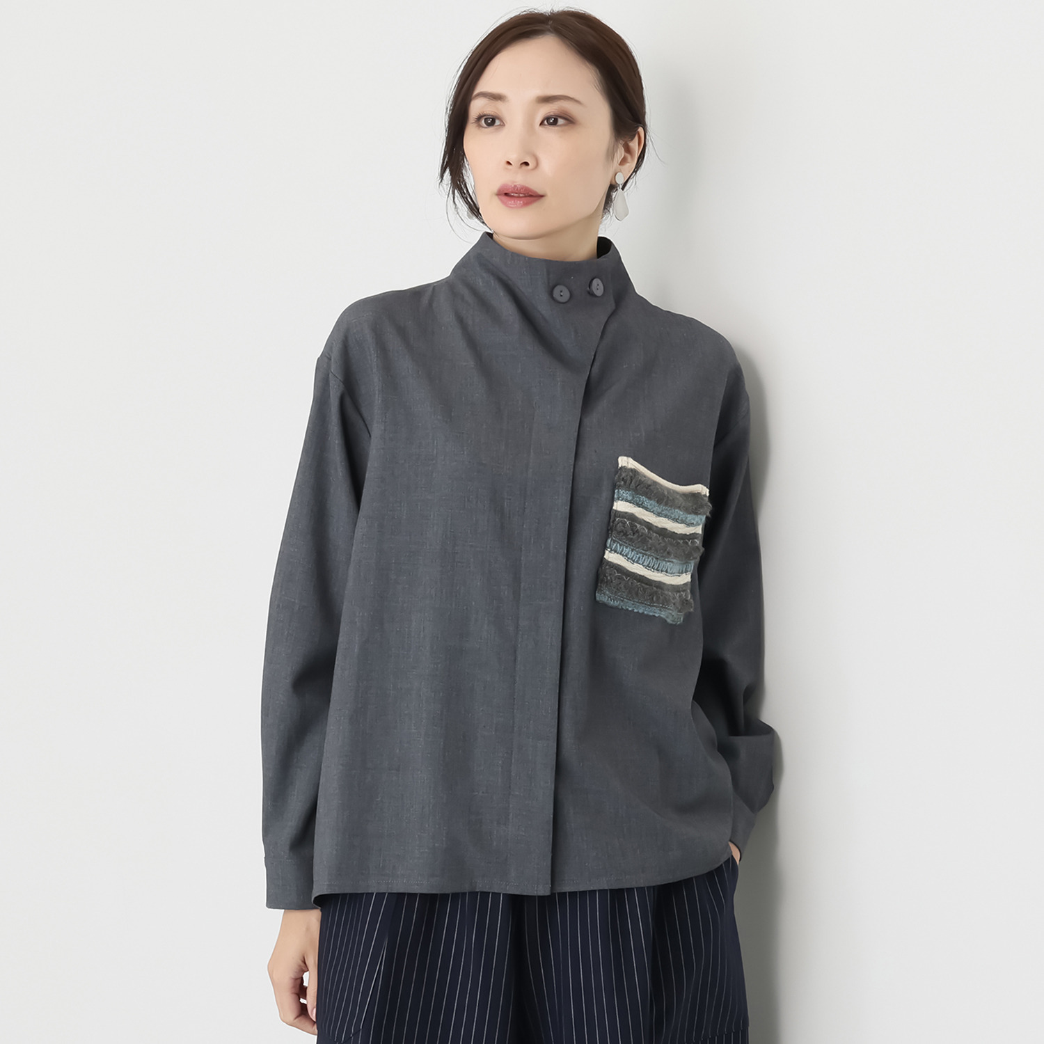 プラスエム ニットドッキング デザインシャツ- ショップチャンネル