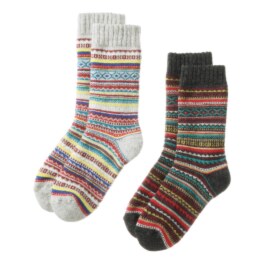 エイチフットウェア ポルトガル製 ウール混であったか！ 足元ほっこりカラフル気分 マウンテンソックス ２足セット