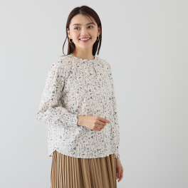 ソソット リバティプリント ポプリンギャザーブラウス