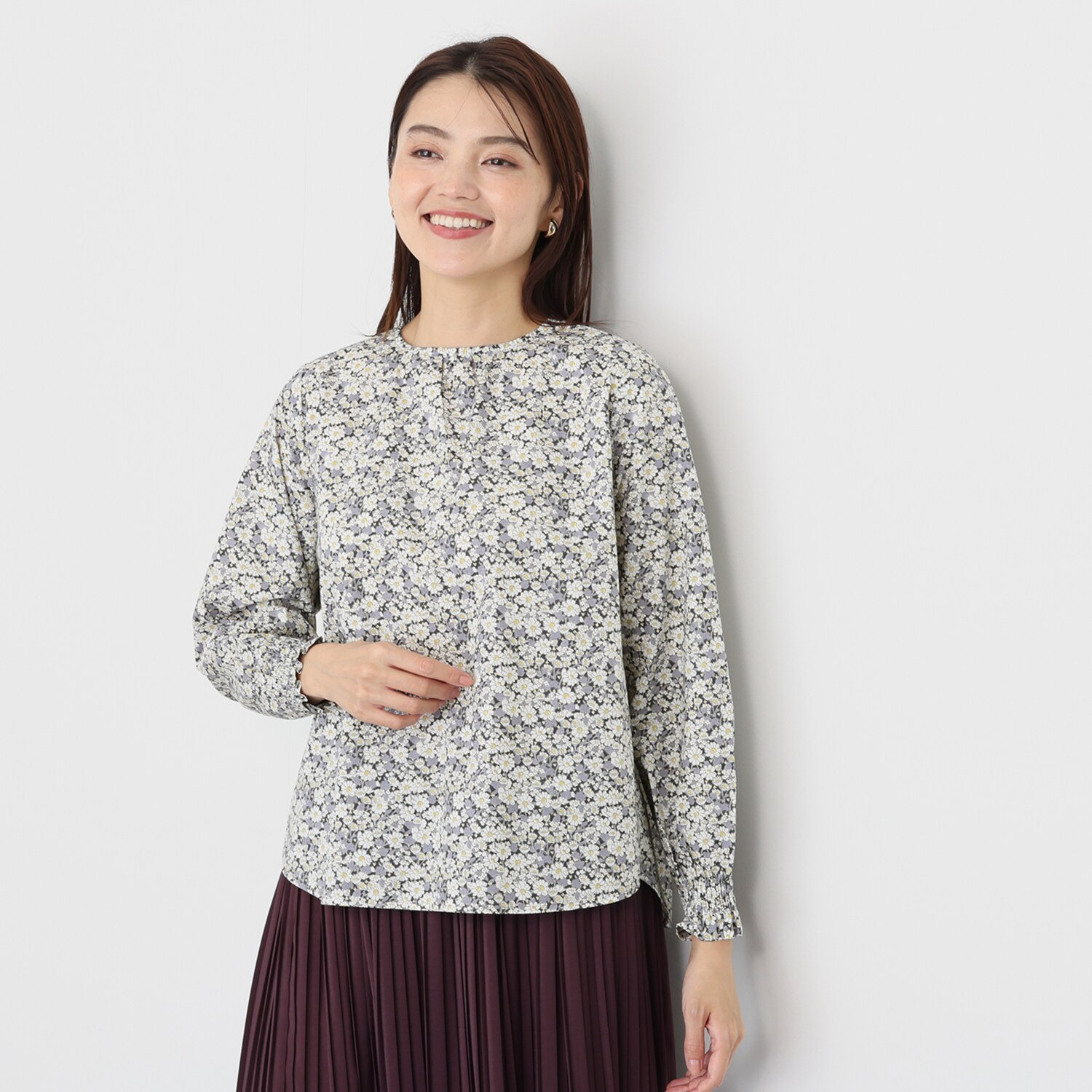 ソソット リバティプリント ポプリンギャザーブラウス