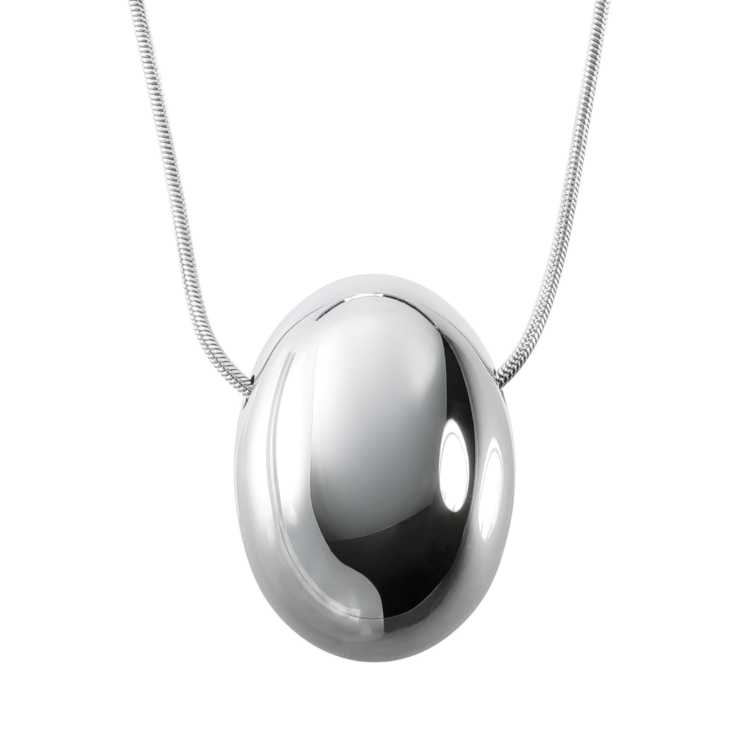 ステロ ステンレス プランプオーバルムーン ネックレス