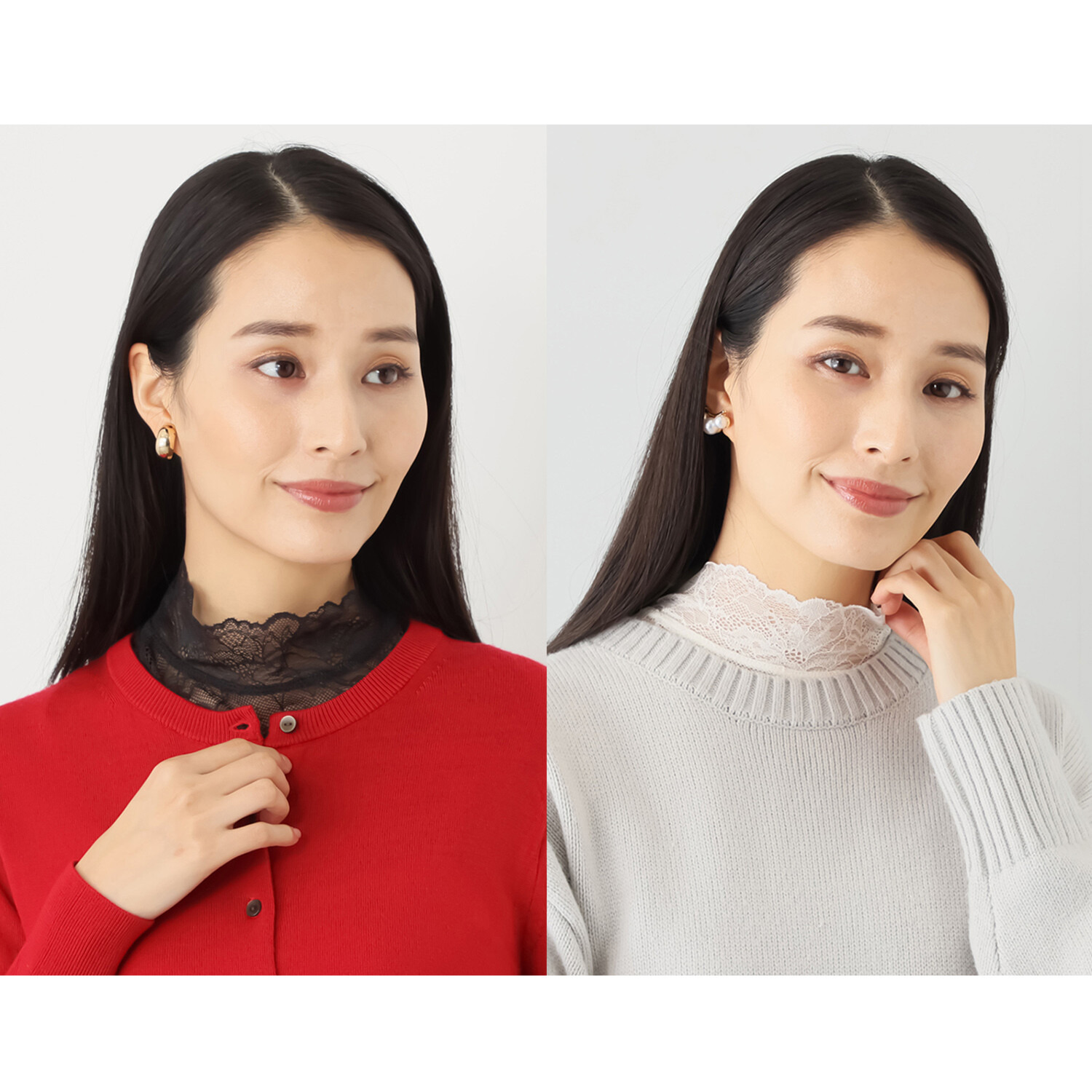 マリランテ タケダレース製 ストレッチレース使用 付け襟２枚セット