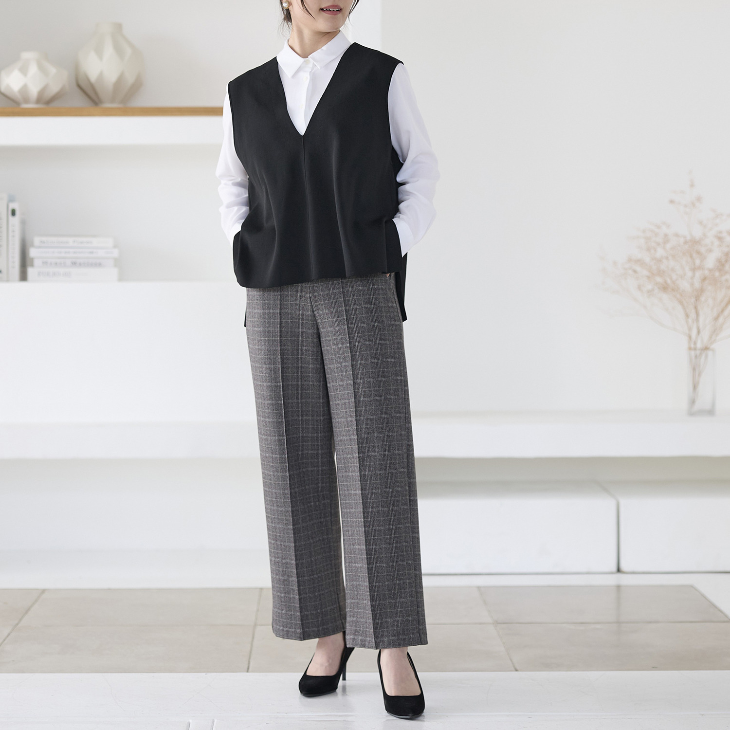 ＴＡＫＵＭＩＢＡ 吸湿発熱 ウーリッチウォーム イージーワイドスラックス ＜股下６５ｃｍ＞