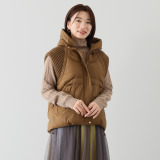 アンリック　オー　ブルー ファイバーダウン ニット切替デザイン フーディーベスト