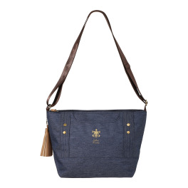 ダジュール デニム調 デザインショルダーバッグ