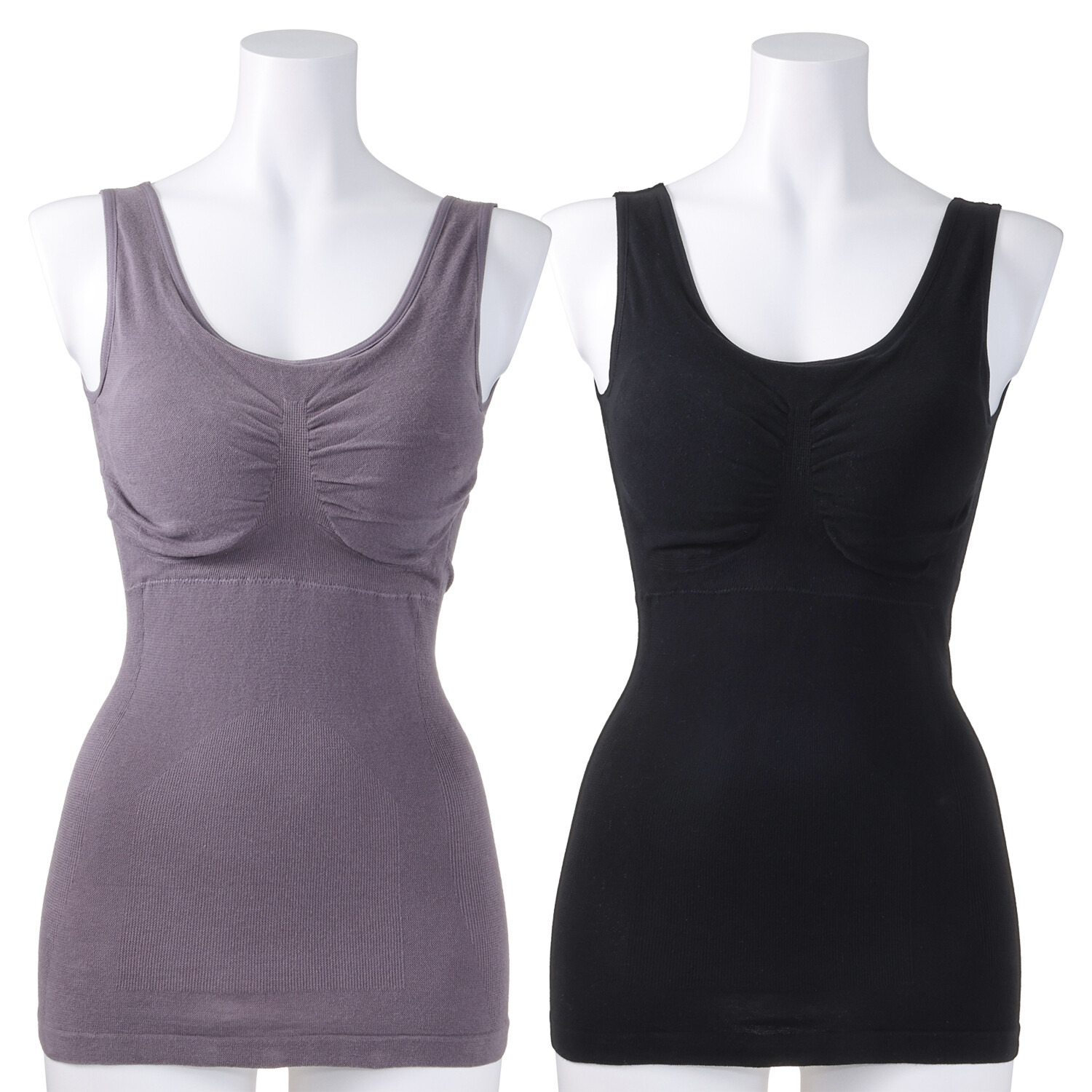 ジュエル ぐ〜んと伸びる やさしくフィット ヒアルロン酸加工 綿混素材の成型編 カップ付タンク２枚セット