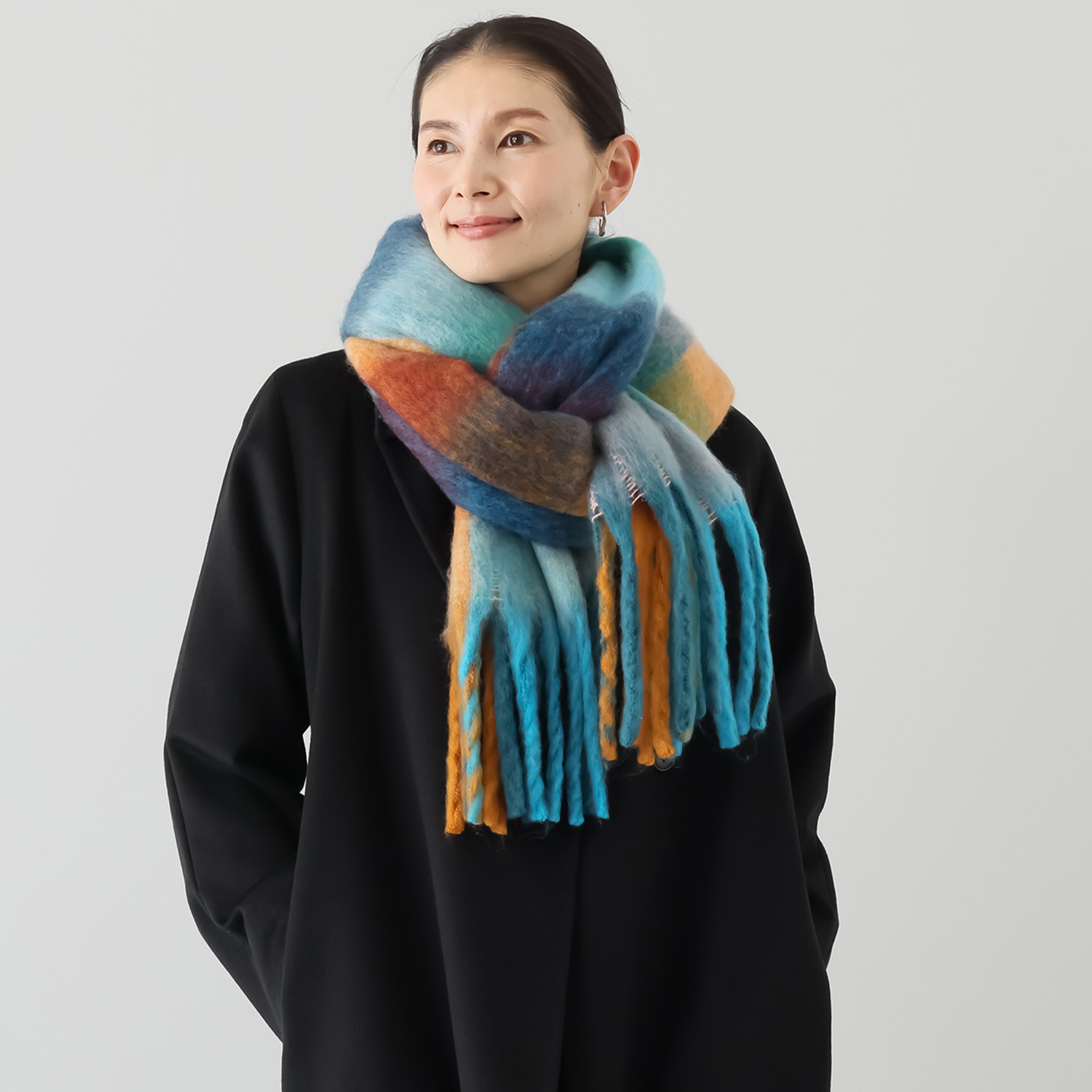 ドンナルマ カラフルブロックチェック マフラー- ショップチャンネル