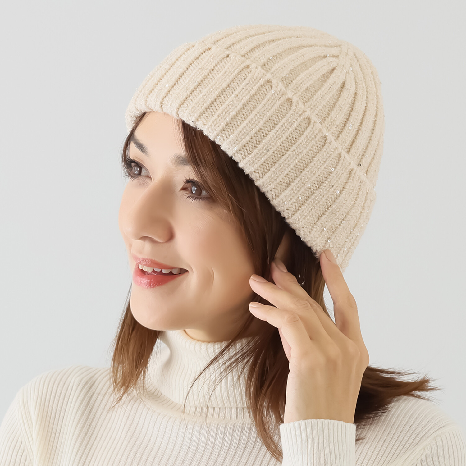 BRUNELLO CUCINELLI カシミヤ スパンコール・ラメ ニット帽 BRUNELLO