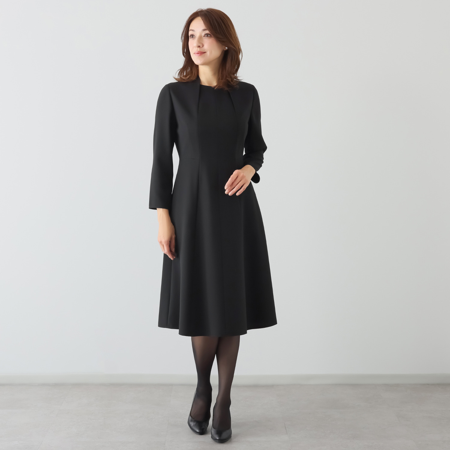 ニュイ ブラックフォーマル 洗濯機で洗える 前開きワンピース