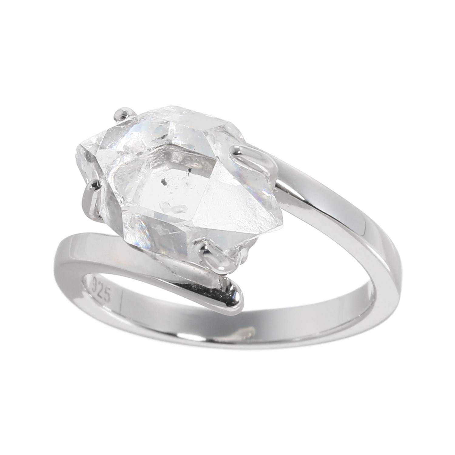 イーシア シルバー ハーキマーダイヤモンド ロッククリスタルクォーツ モダンリング