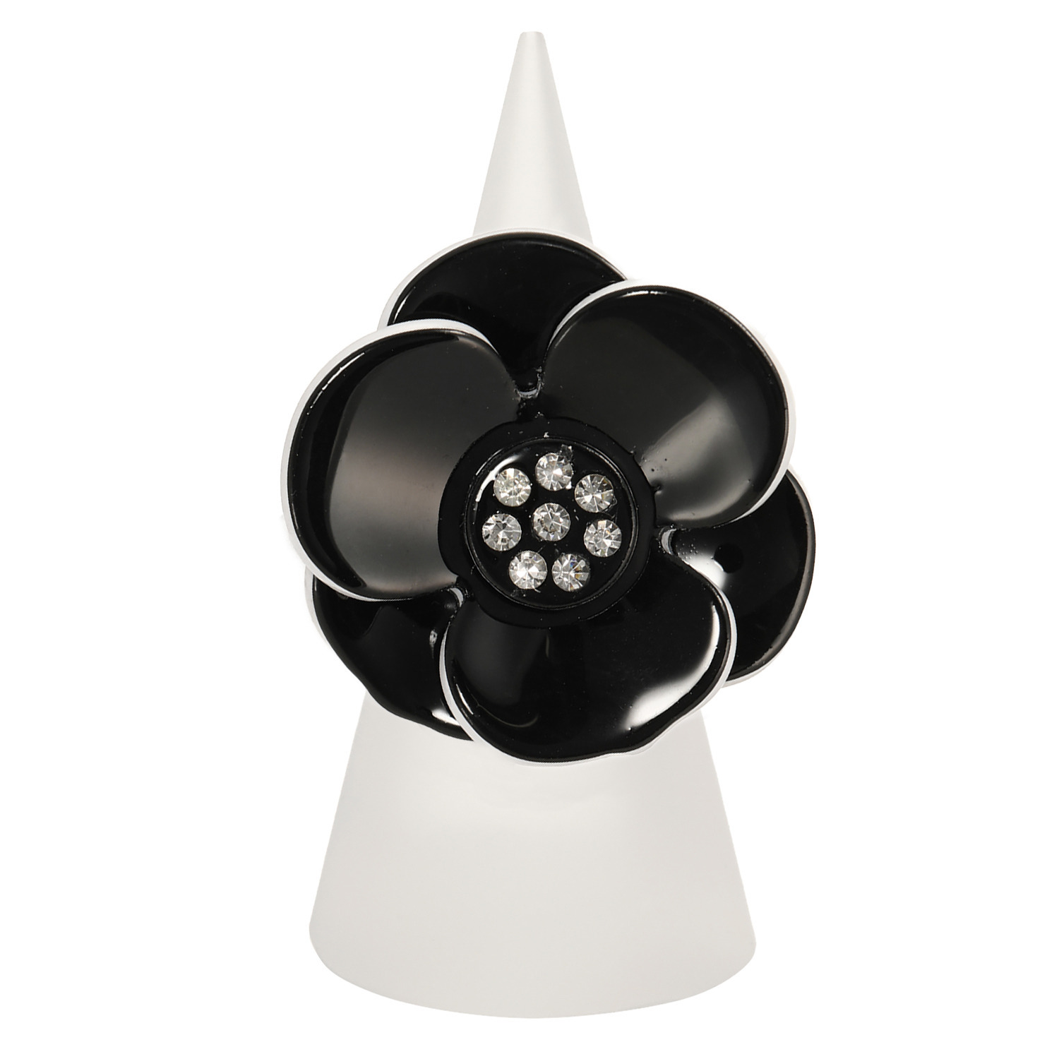 エスアンドアール ブラック＆ホワイト カメリアモティーフ リング