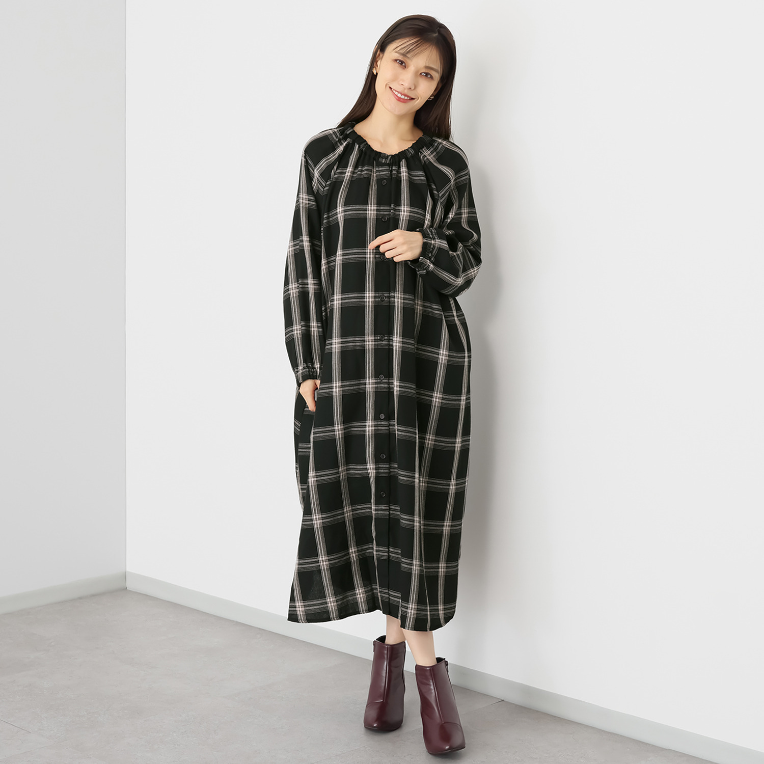 ETEREVE チェックワンピース ETEREVE チェックワンピース エムエムオー 2ウェイ チェック柄