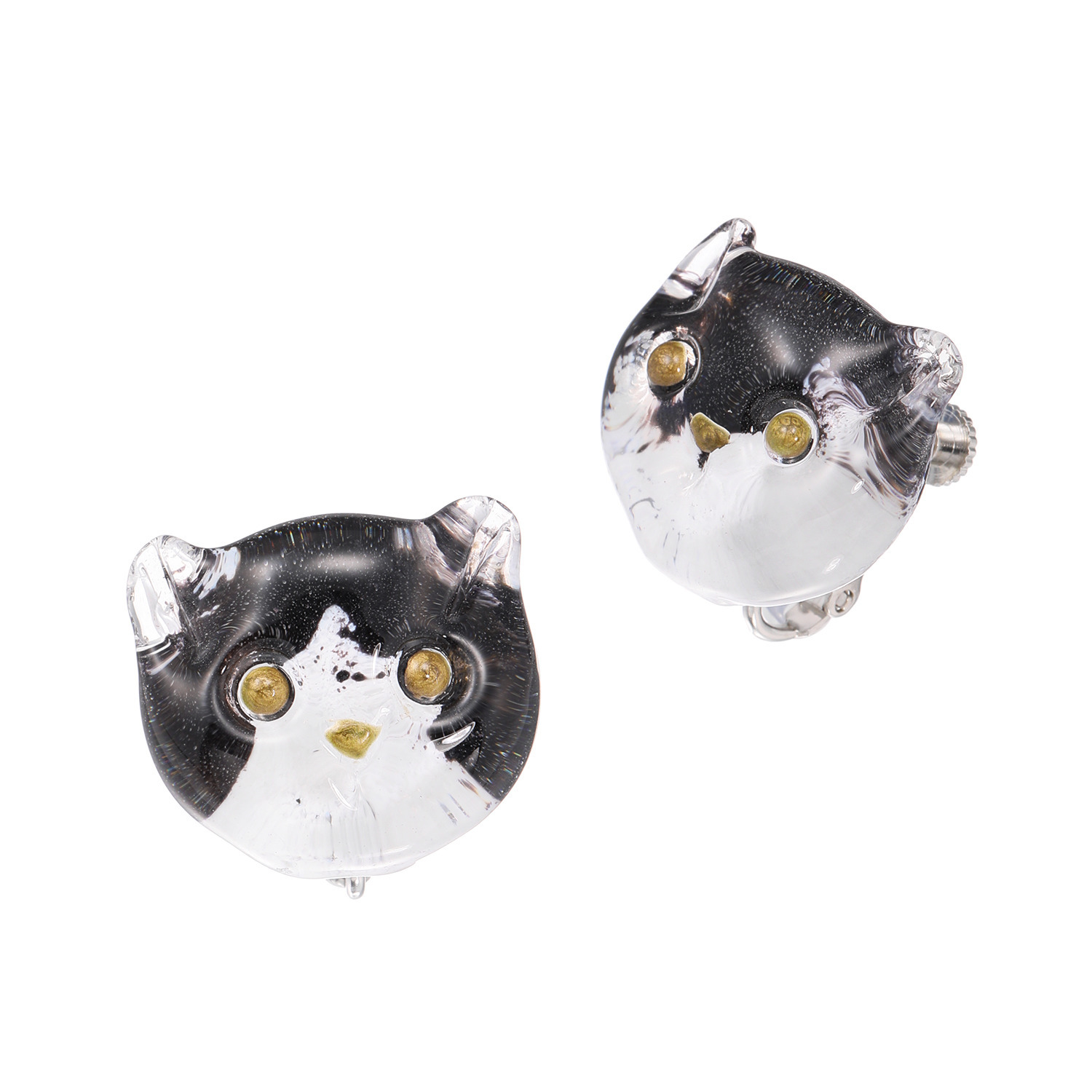 イチグラス ガラス 猫イヤリング／ピアス- ショップチャンネル
