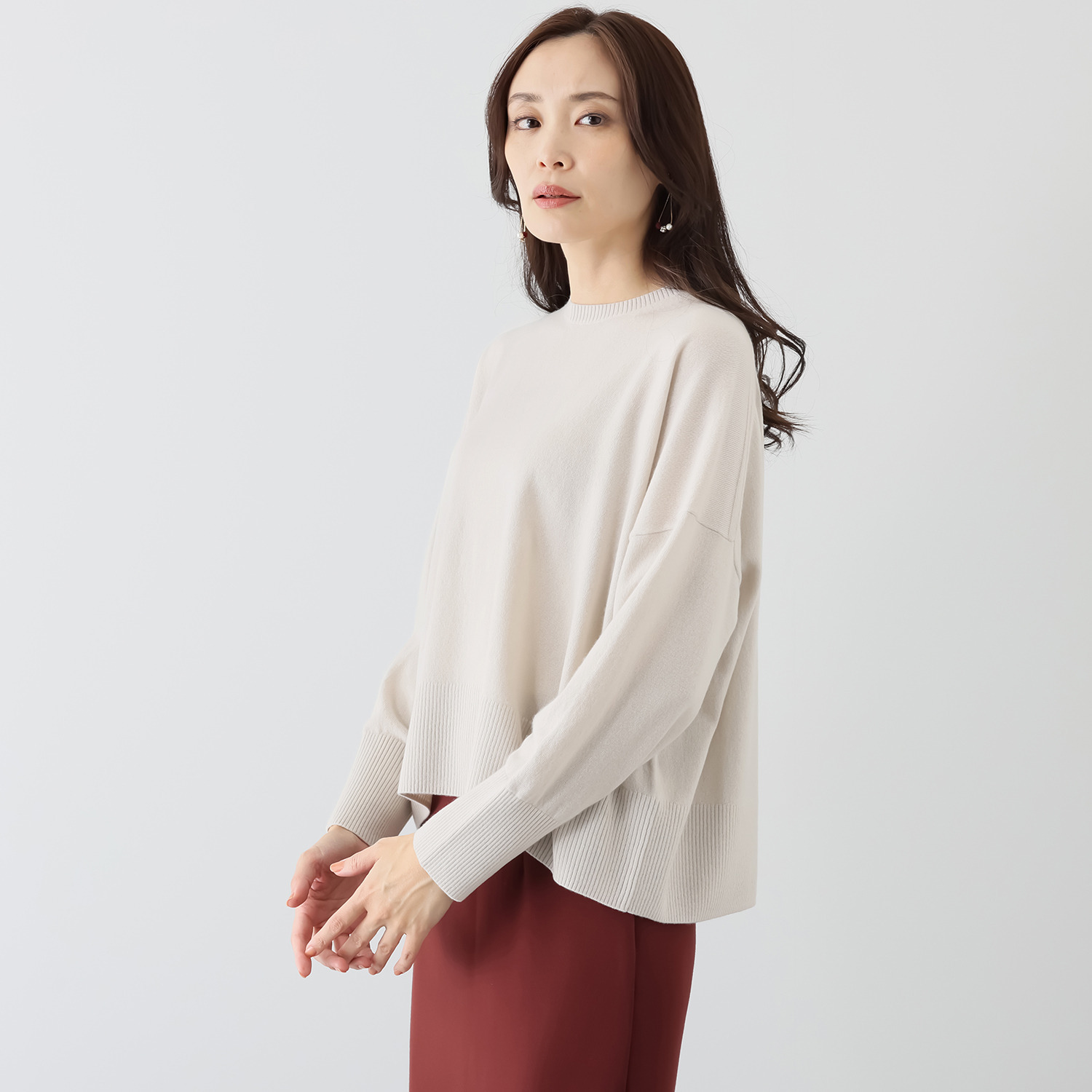 ENFOLD ウール ハイゲージ ワイド プルオーバー クルーネック ニット ENFOLD ウール ハイゲージ ワイド プルオーバー クルーネック ニット