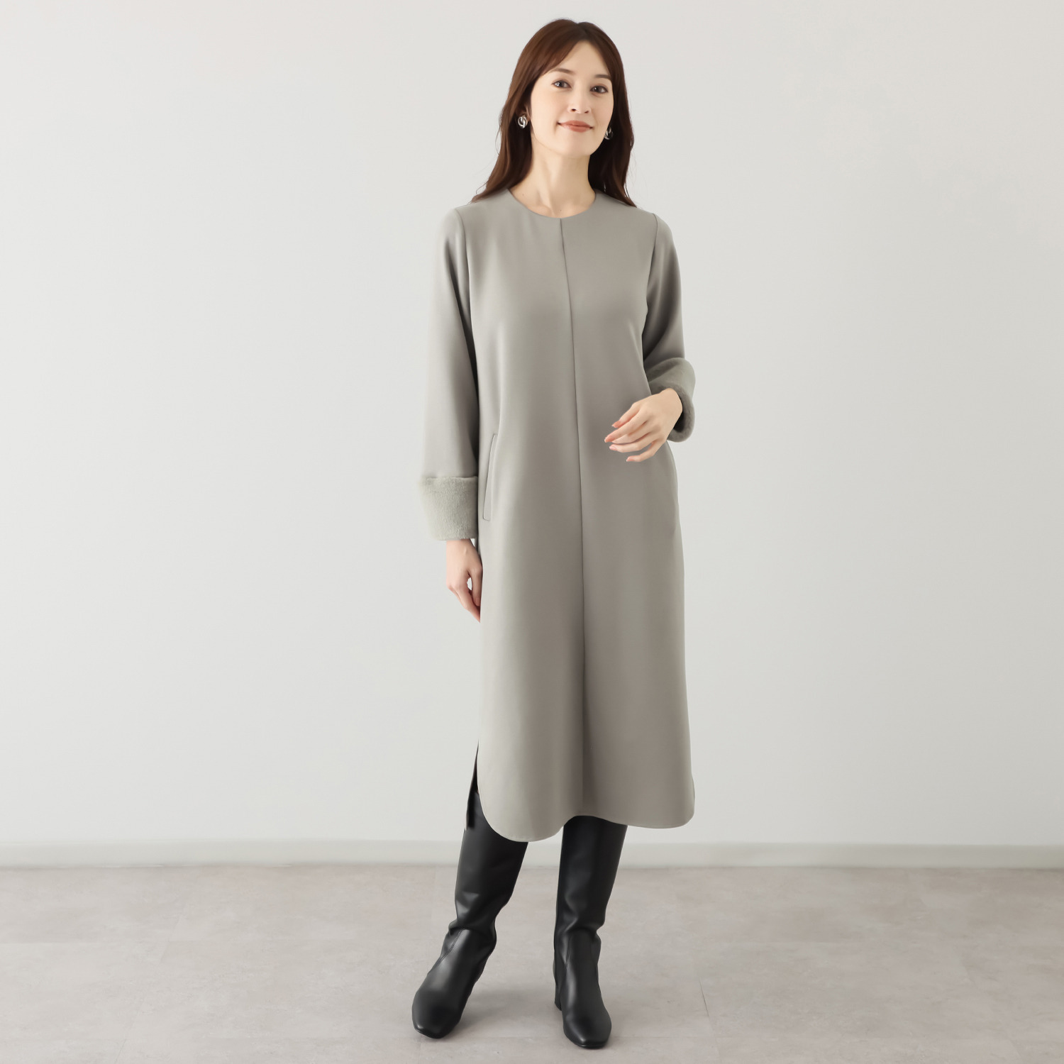 リサリサ ソフトモイストジャージー フェイクファーアクセント 大人