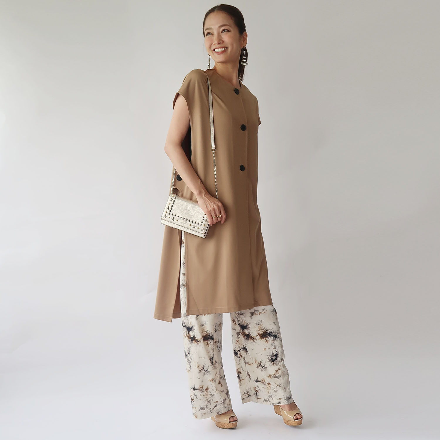 ロングジレ osharewalker ジレ ベスト レディース アウター フード付き