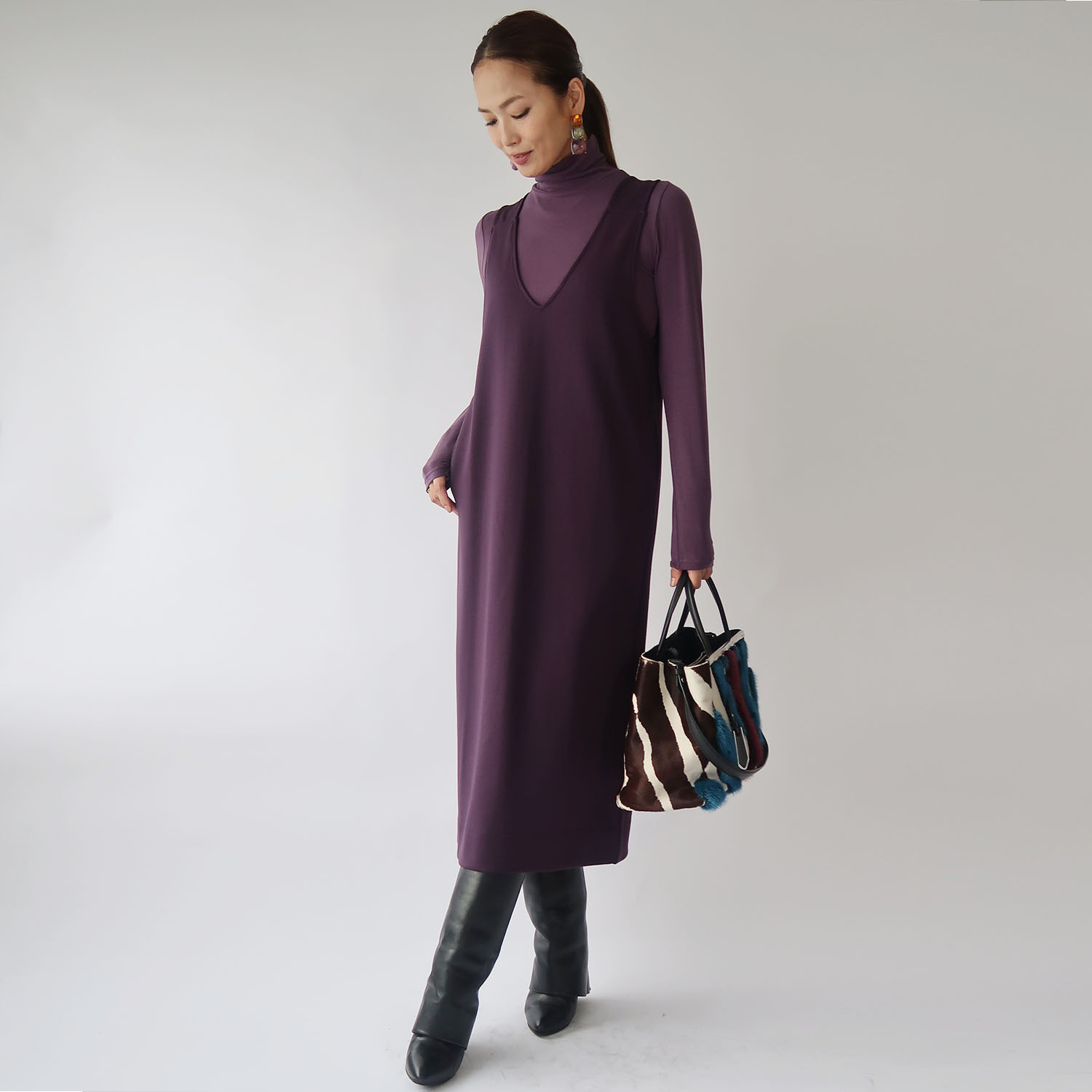 フーア ダンボールニット ジャンスカワンピース- ショップチャンネル