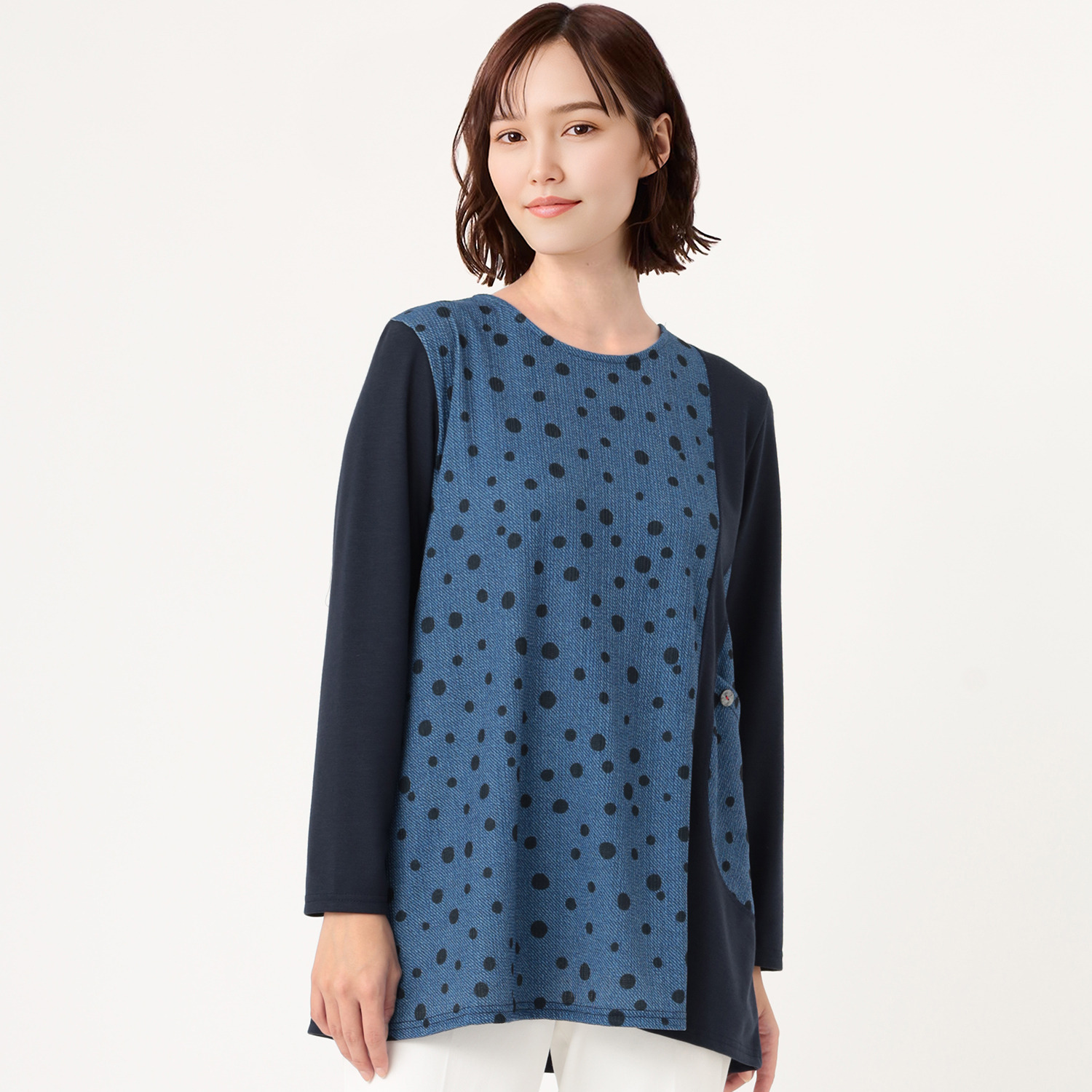 2枚まとめ　フォロー割3万円　プロのデザイナー特注　豪華帯、チュニック作品 ダジュール ドットプリントデザイン チュニック- ショップチャンネル