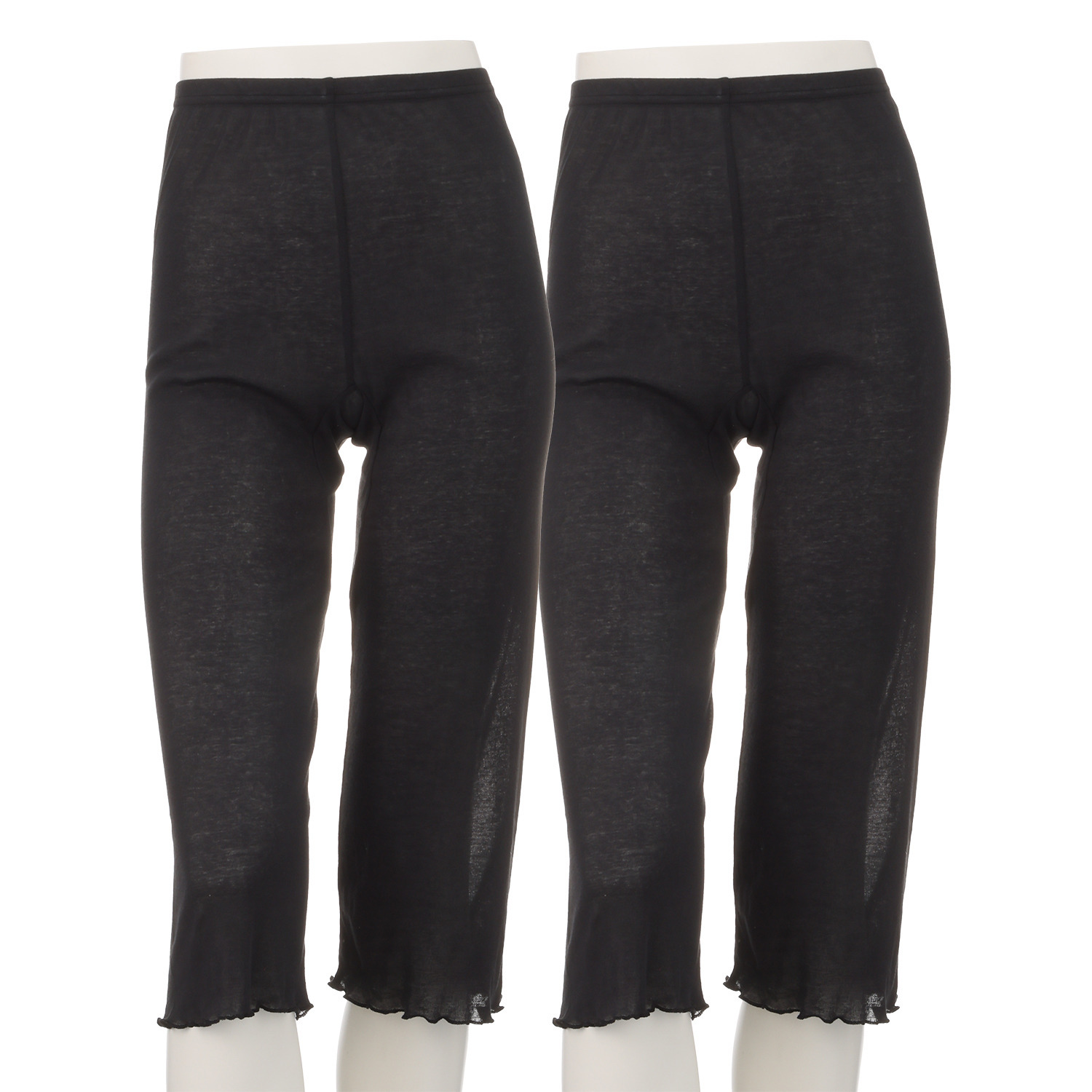 マリランテ 強撚糸綿１００％ 薄くてさらさら 七分丈ボトム 同色２枚セット