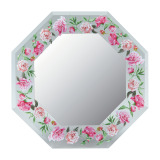 フローラルグラス 八角ミラー　Ｓサイズ ＜レッドローズ＞