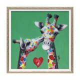 オイルペイントアート キスジラフ ＜約３３×３３ｃｍ＞