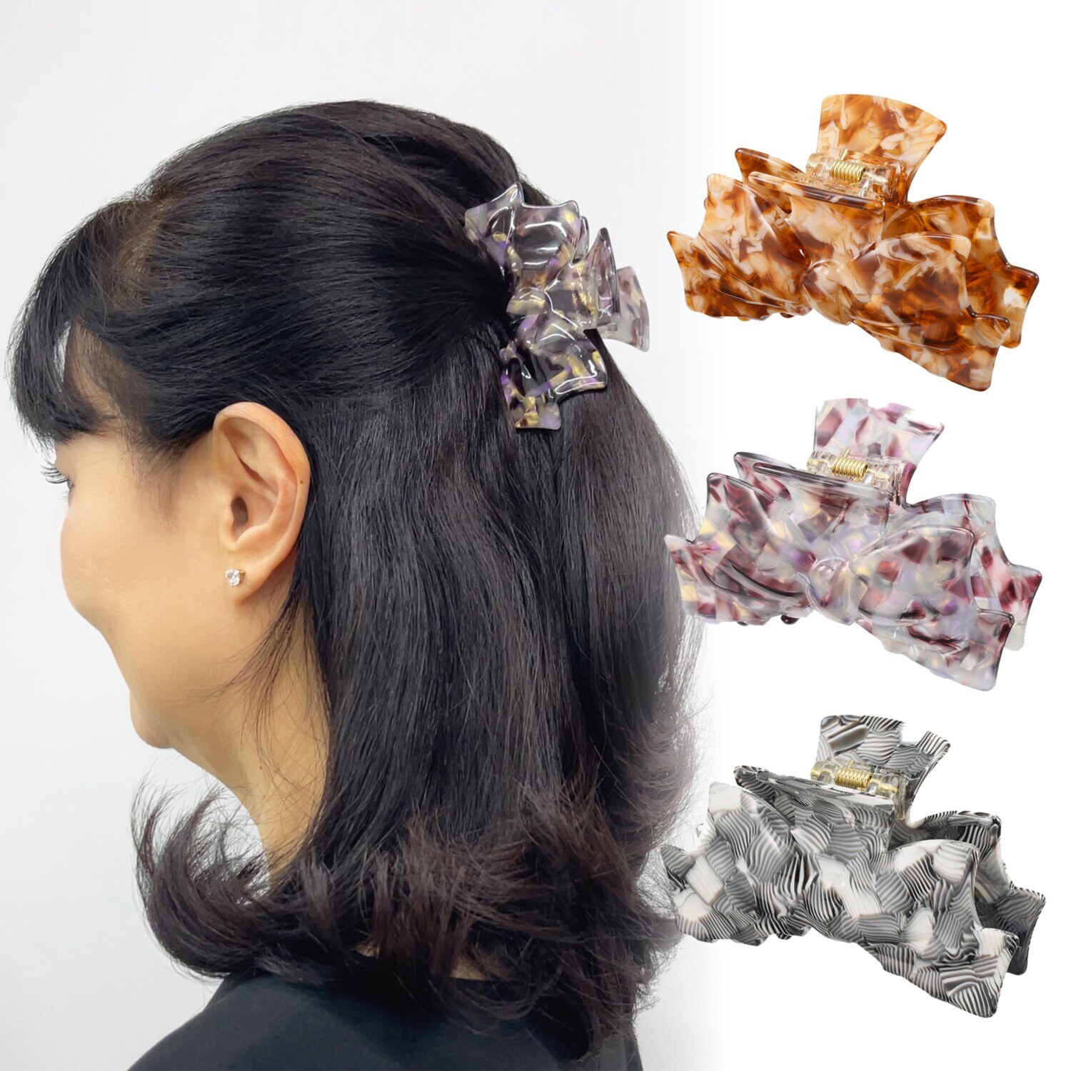 クイーンズシークレット 小枝流へアジュエリー マーブルデザイン バンスクリップ