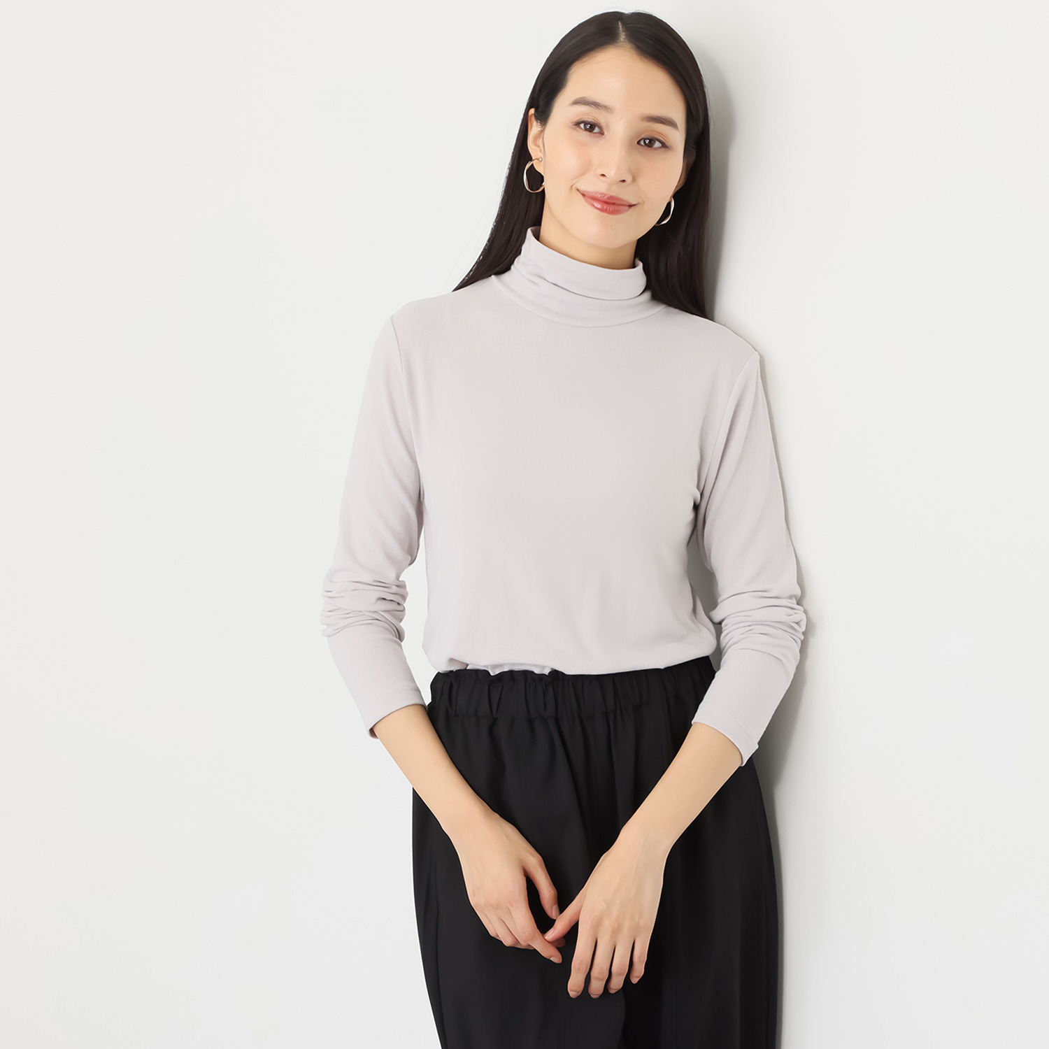 センスローブ ソフト天竺 ハイネック カットソープルオーバー