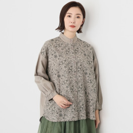 テミテ モード＆ナチュラルな フラワー刺しゅう シャツチュニック