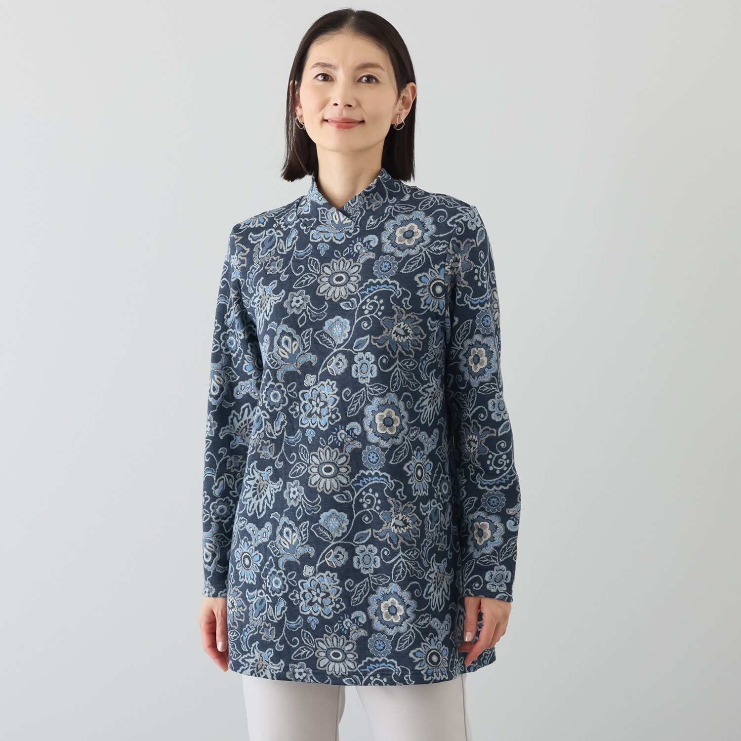 プレンディソール 花柄ふくれジャガード チュニック- ショップチャンネル