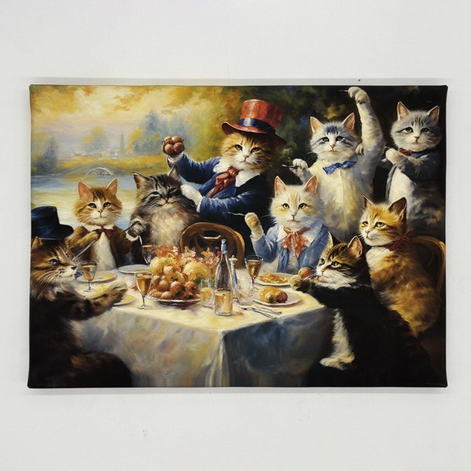 インテリアアート “猫たちの昼食” ＜約24×33cm＞- ショップ