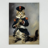 インテリアアート “笛を吹く猫” ＜約３３×２４ｃｍ＞