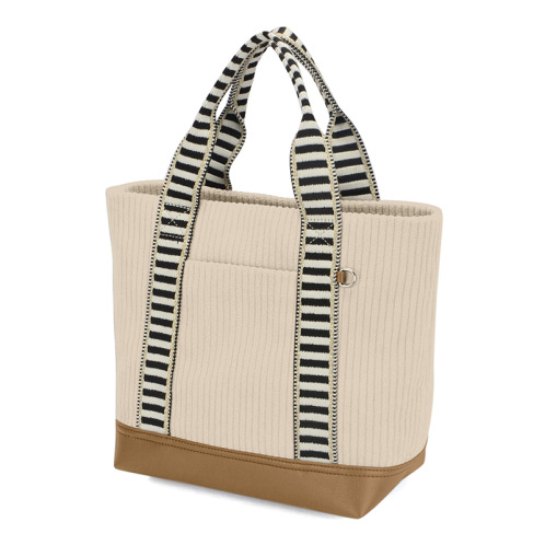 ラルジュ ボーダーハンドル 前ポケットトートバッグ