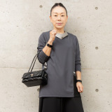 ヒロコ　デシネール 異素材切替 配色ステッチが効いた ちょこっとモードな 安心丈チュニック