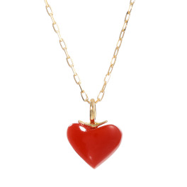 香瑚 １８Ｋ 高知県産血赤珊瑚 ハートモティーフ ネックレス