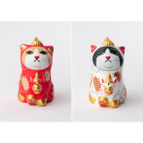 たまふり屋 木彫り像 みんなのカオデカクン 天馬猫 紅白セット