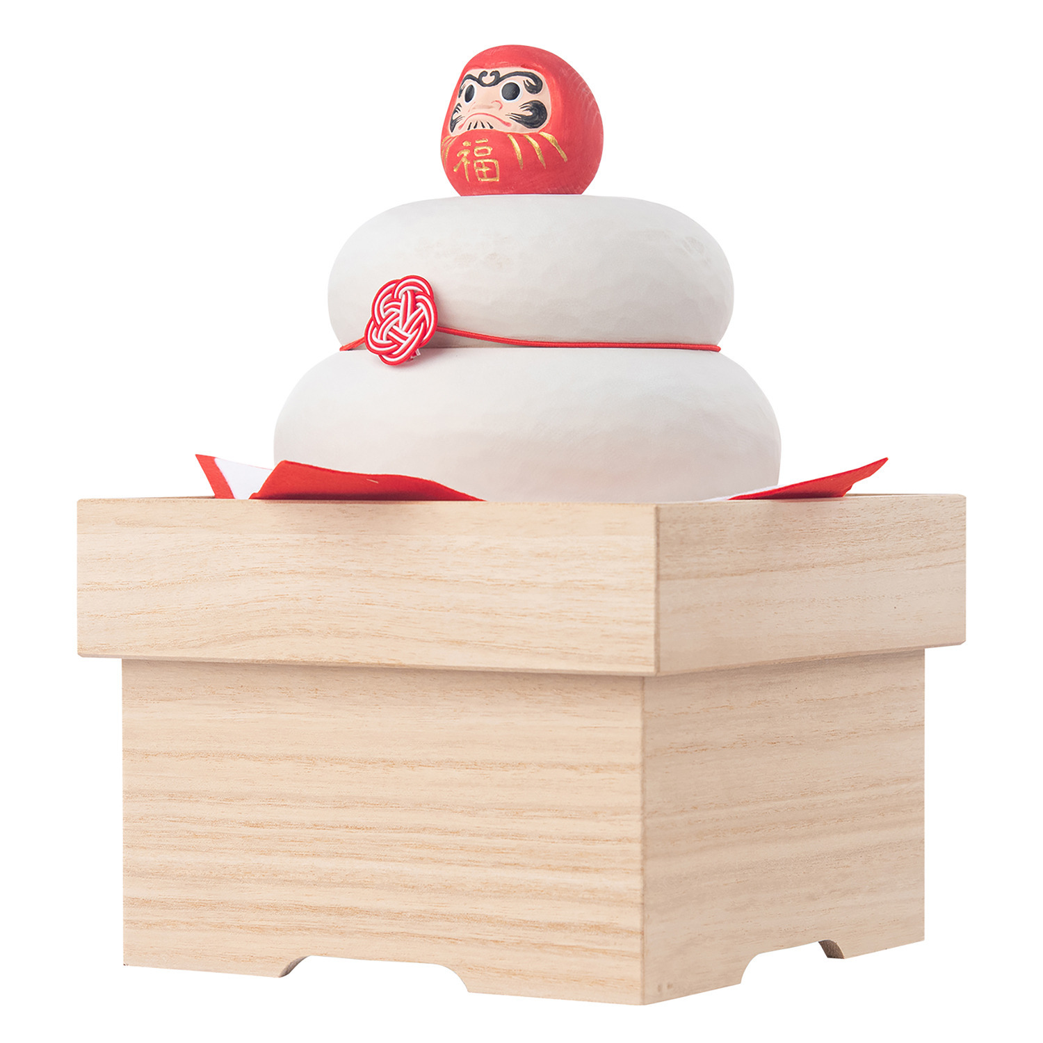 たまふり屋 少林山達磨寺御祈祷 達磨木彫り鏡餅 ＜大＞