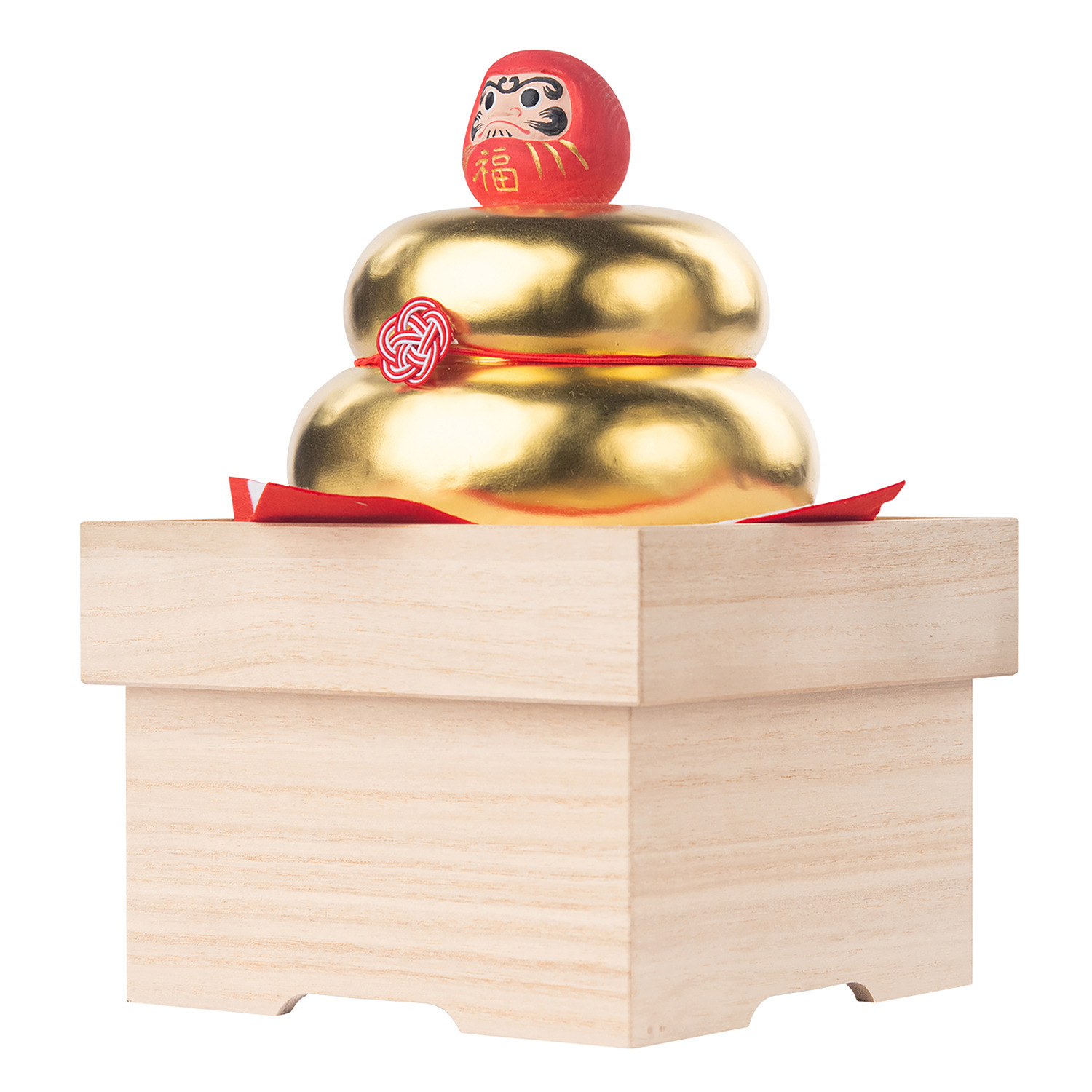 たまふり屋 少林山達磨寺御祈祷 達磨黄金木彫り鏡餅 ＜大＞