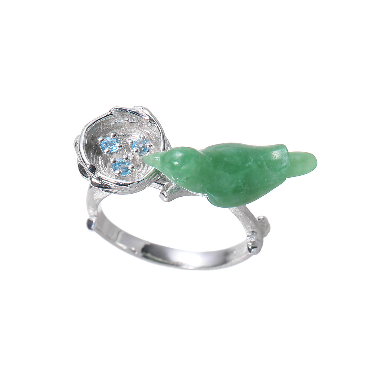 アートライン シルバー 本翡翠＆ブルートパーズ 幸福の青い鳥の巣